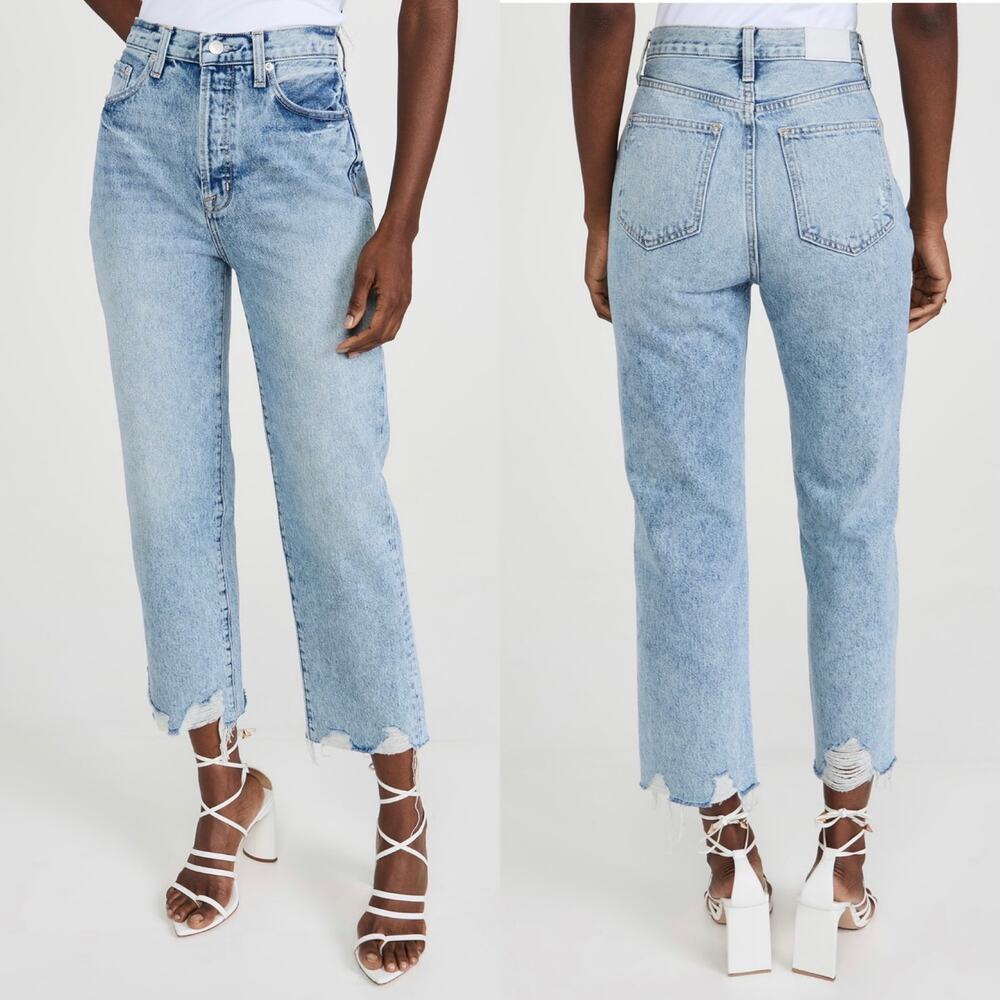 Pistola Cassie Cropped Raw Hem Distressed Hem Straight Leg Jeans 26 P6323TRI-BAJ